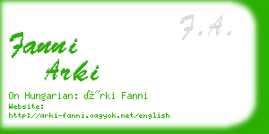 fanni arki business card